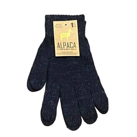 Alpaca Heathered Navy Knit Gloves, One Size, NWT - Picture 1 of 5